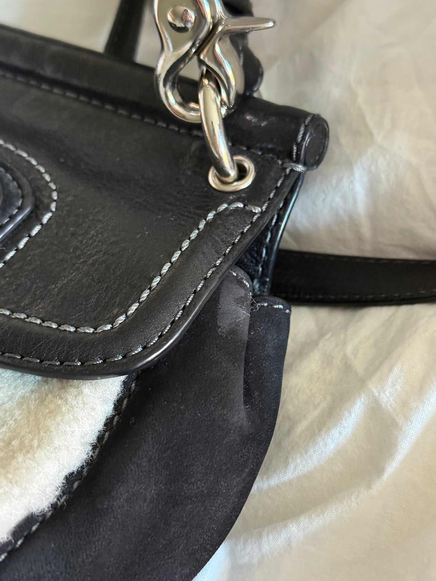 Coach Shearling & Leather Crossbody Bag