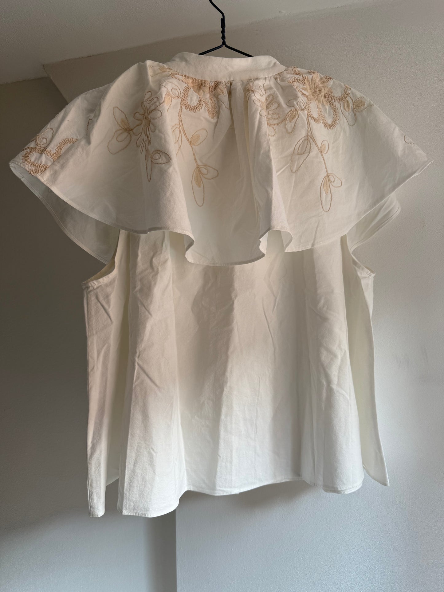 Hofmann Copenhagen Embroidered Cotton Cape Blouse