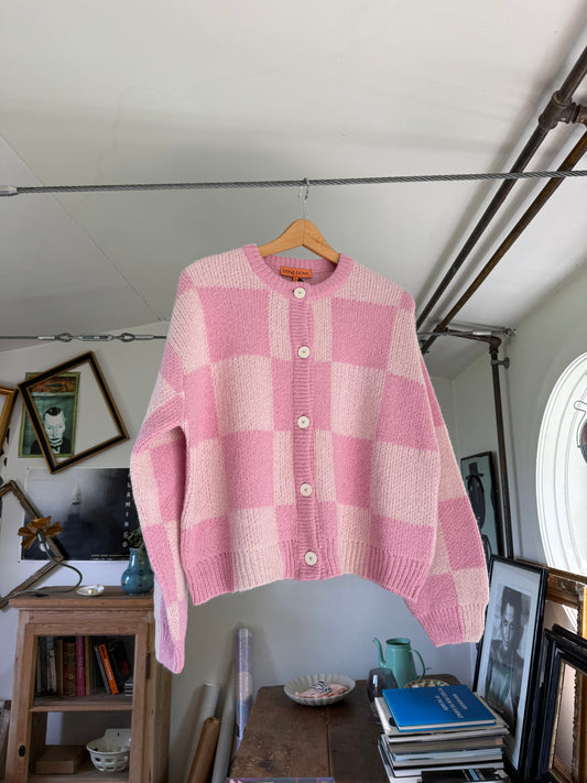 Stine Goya Checkered Pink Cardigan