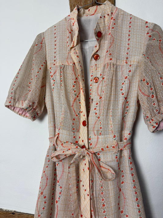 Vintage Mid-1900s Floral Dress