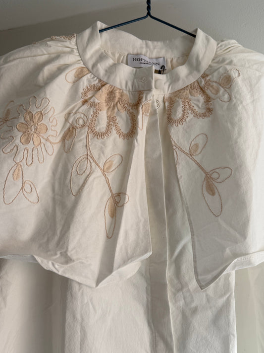 Hofmann Copenhagen Embroidered Cotton Cape Blouse