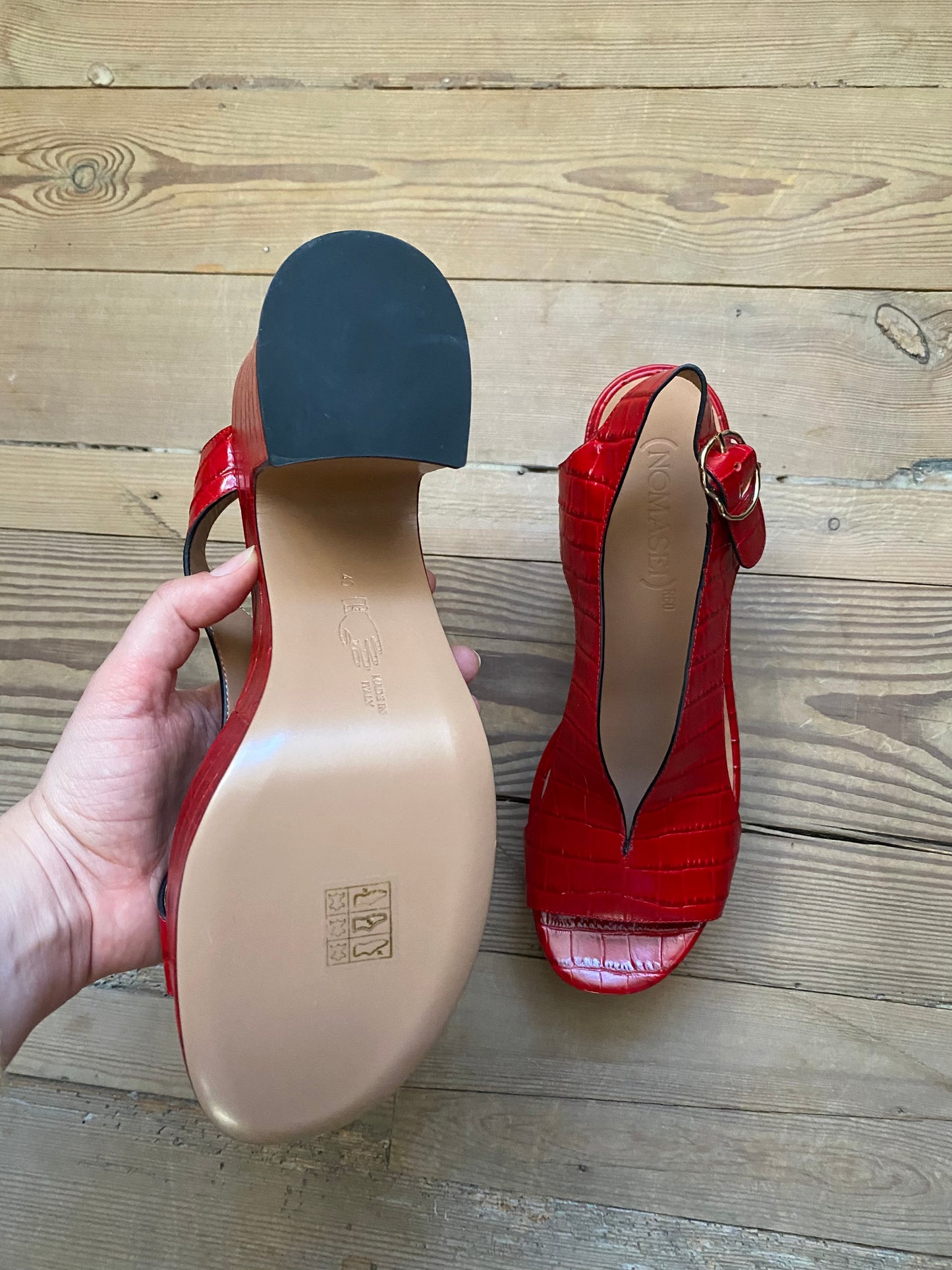 Embossed Leather Sling back Sandals