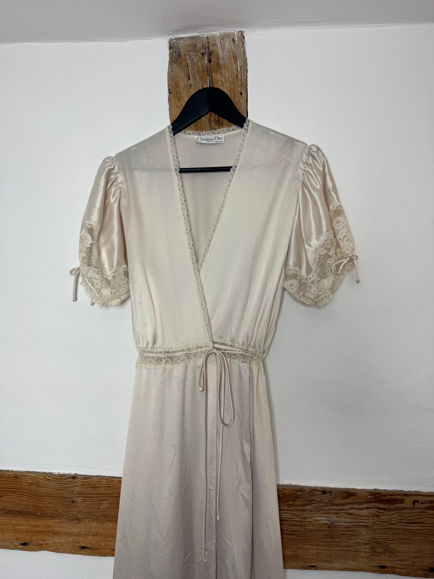 Vintage Christian Dior Ivory Wrap Dress/Robe