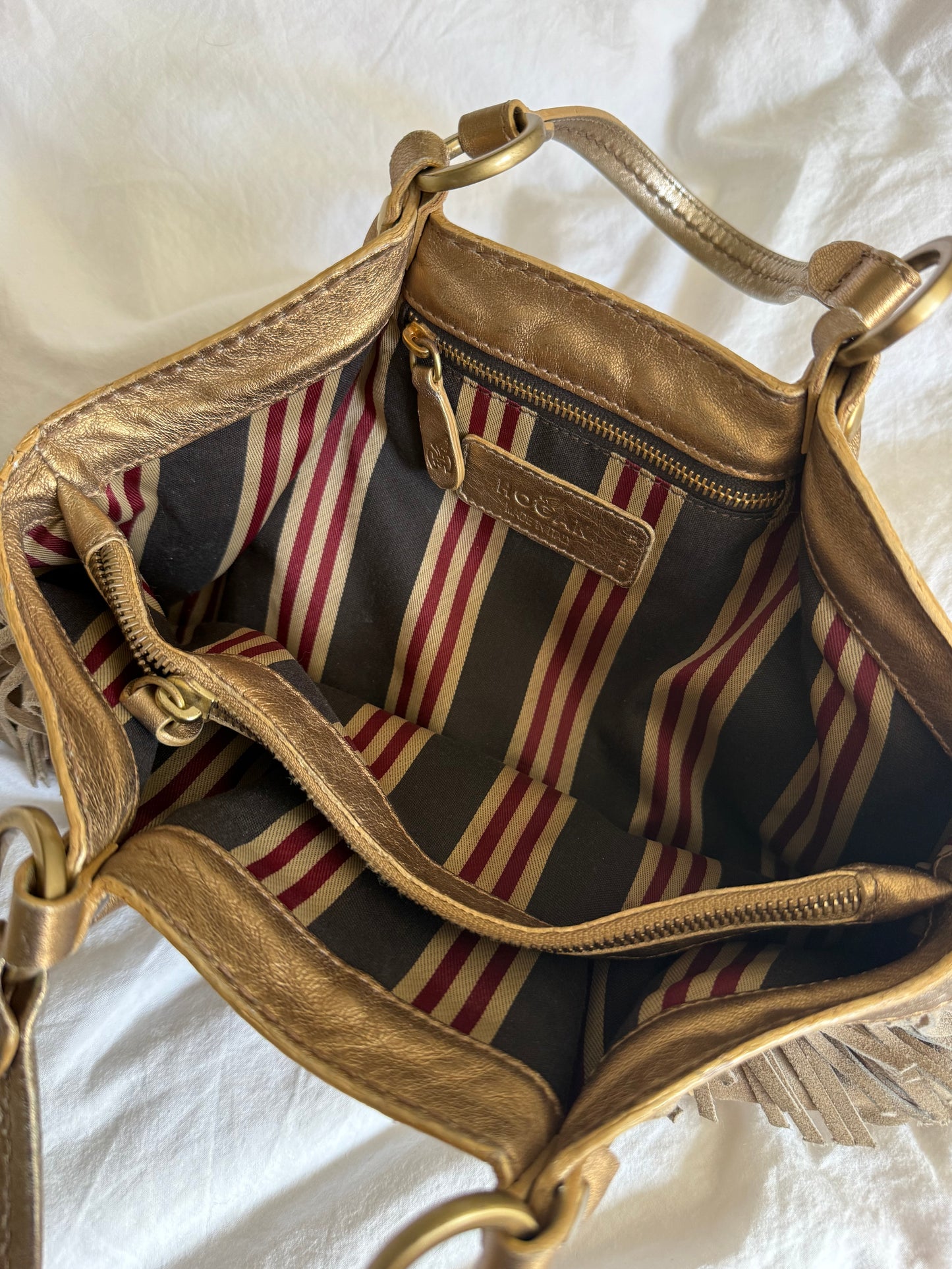 Rare 2000s Vintage Hogan Suede Bag with Fringe Detail