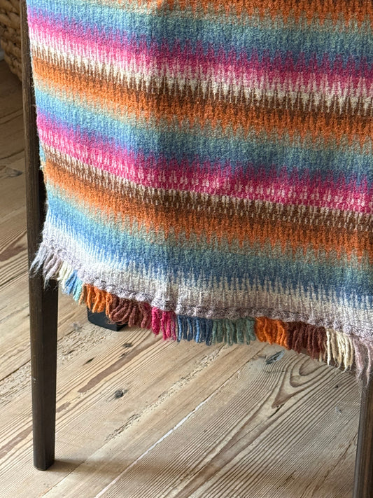 Vintage Multicolor Striped Wool Blend Throw