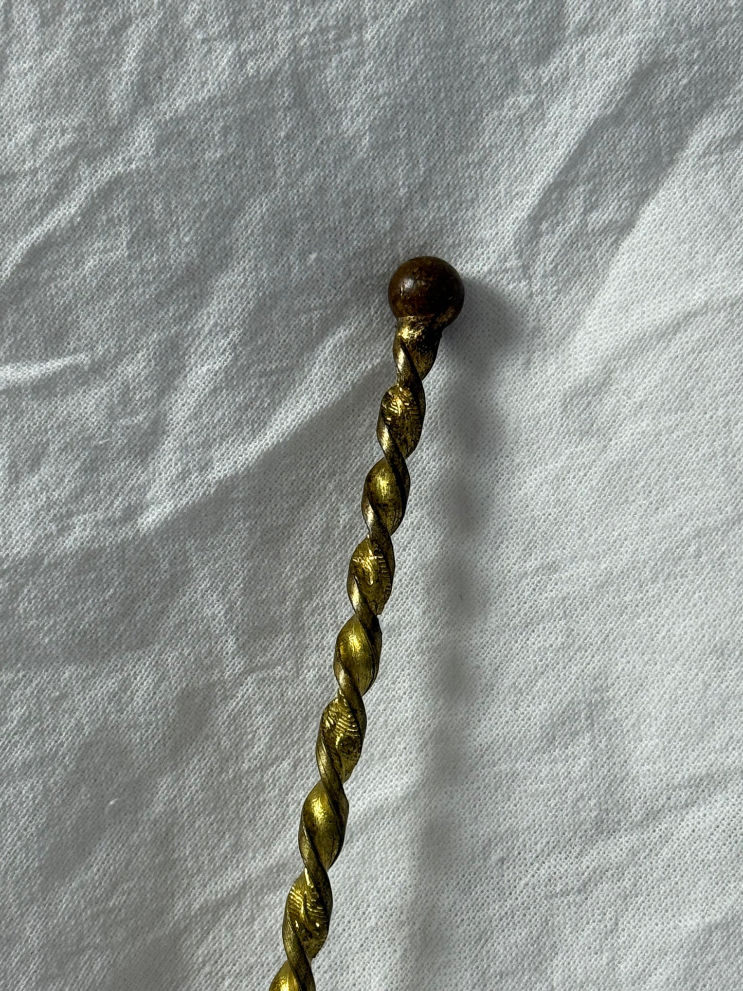 Vintage Brass and Shell Serving Spoon