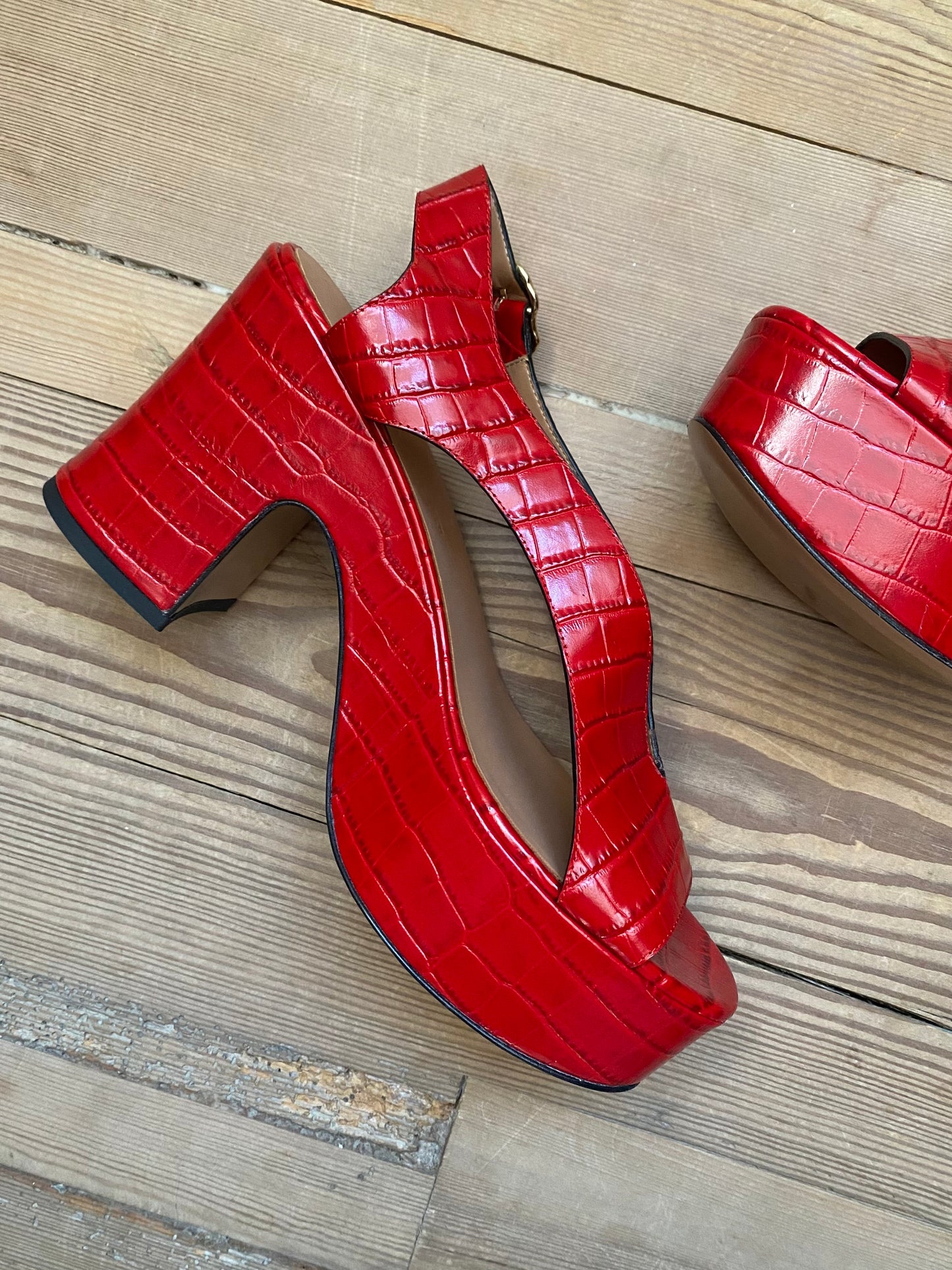 Embossed Leather Sling back Sandals