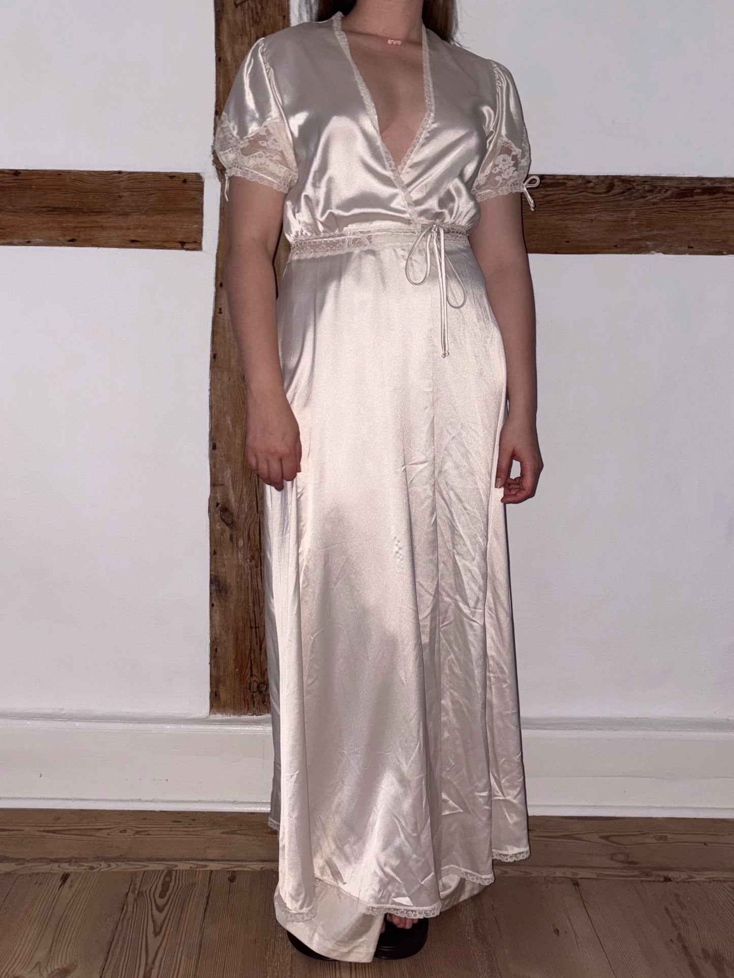 Vintage Christian Dior Ivory Wrap Dress/Robe