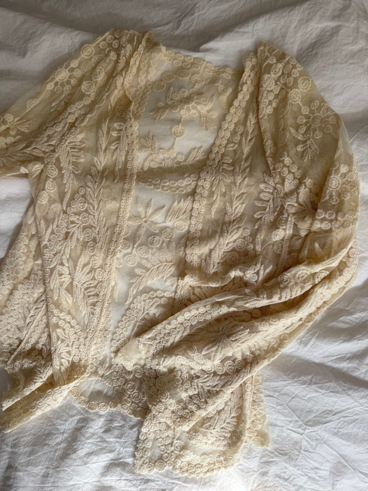 Vintage Lace Cardigan with Embroidered Details