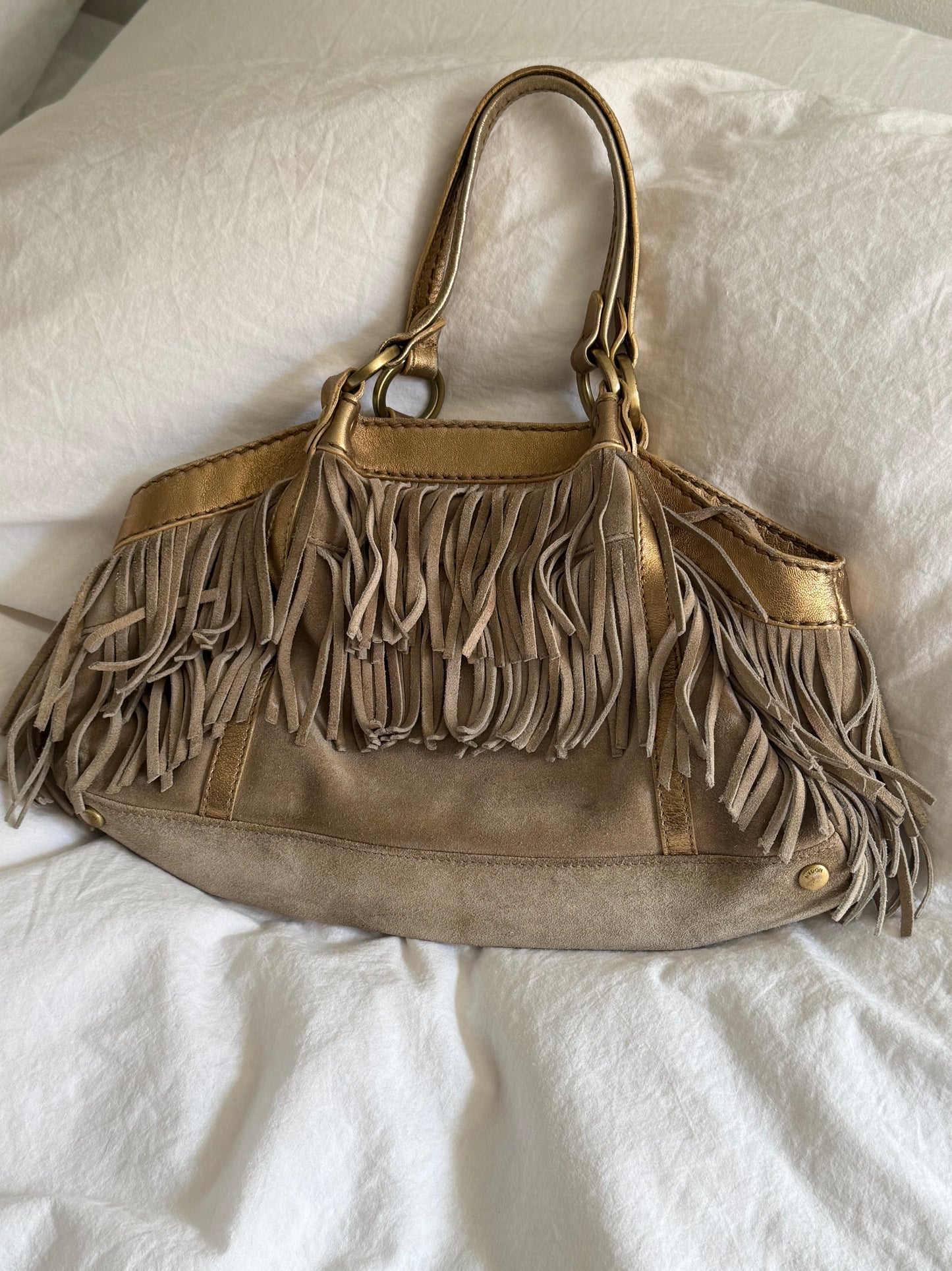 Rare 2000s Vintage Hogan Suede Bag with Fringe Detail