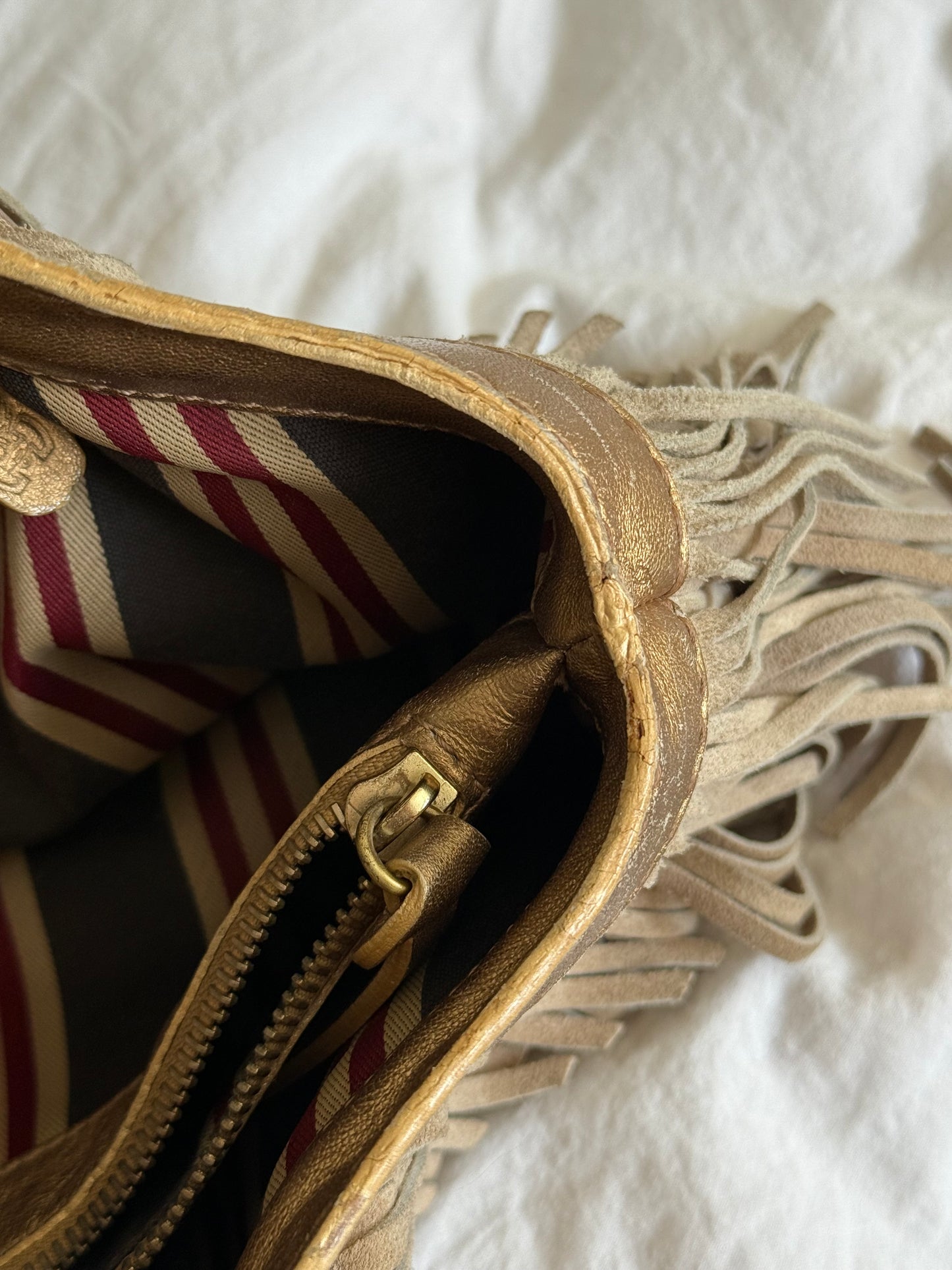 Rare 2000s Vintage Hogan Suede Bag with Fringe Detail