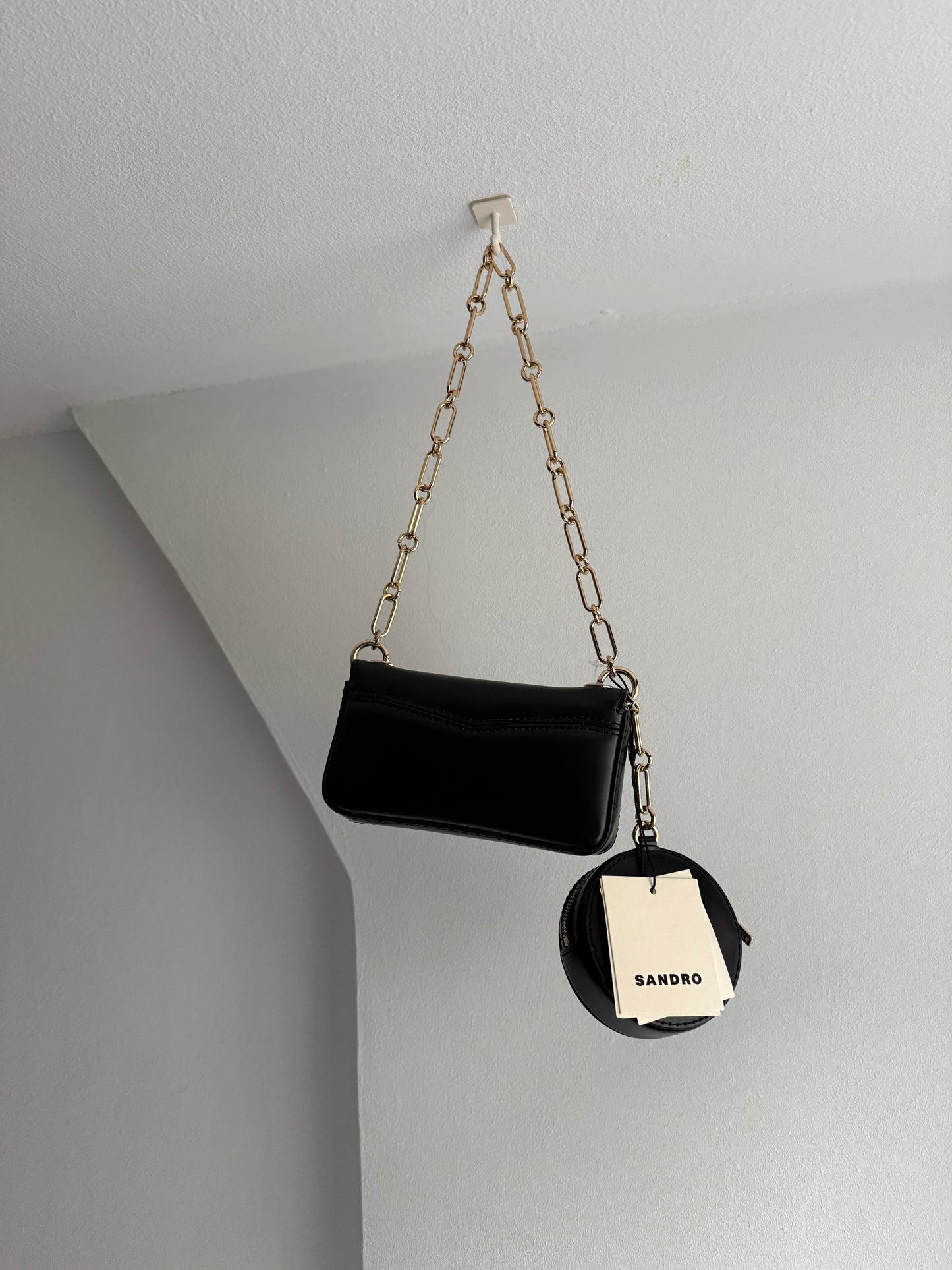 Sandro City Leather Shoulder Bag