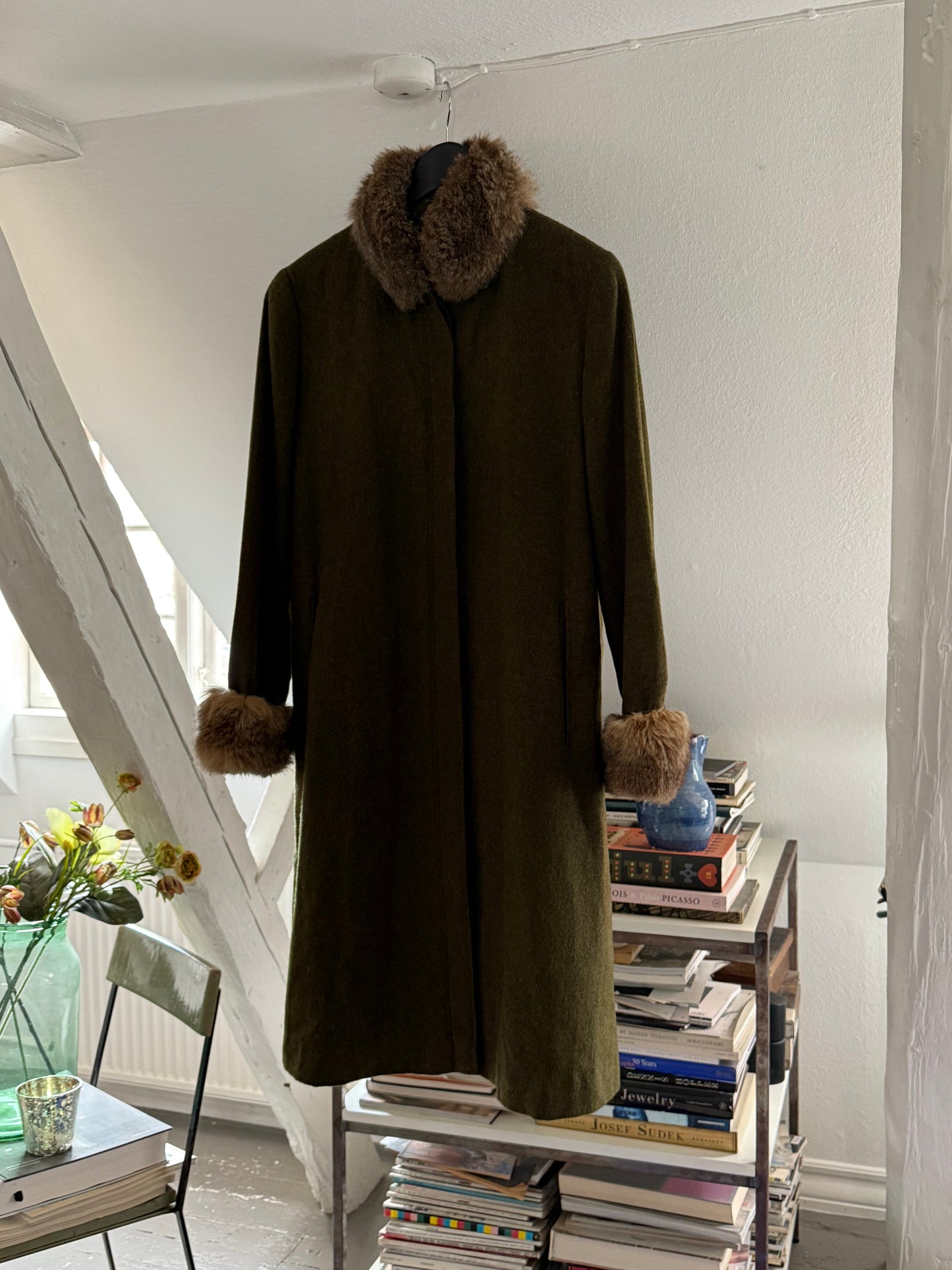Vintage Rare Louis Geraud Wool Coat with Fur Details