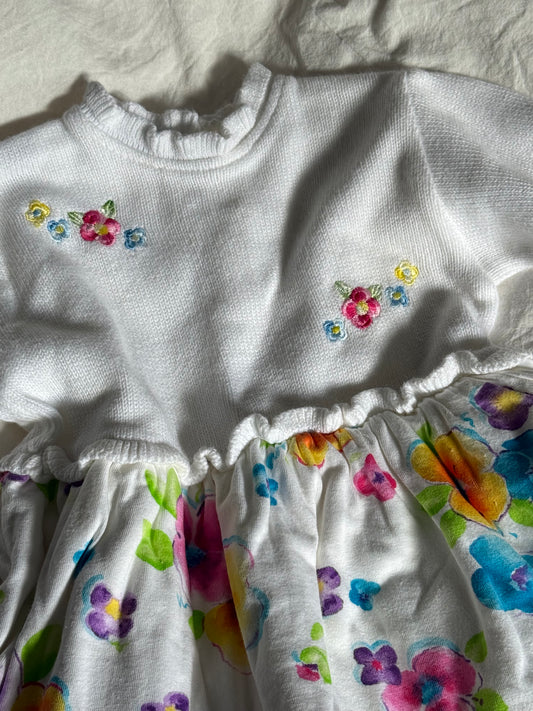 Vintage Baby Flower and Knit Dress