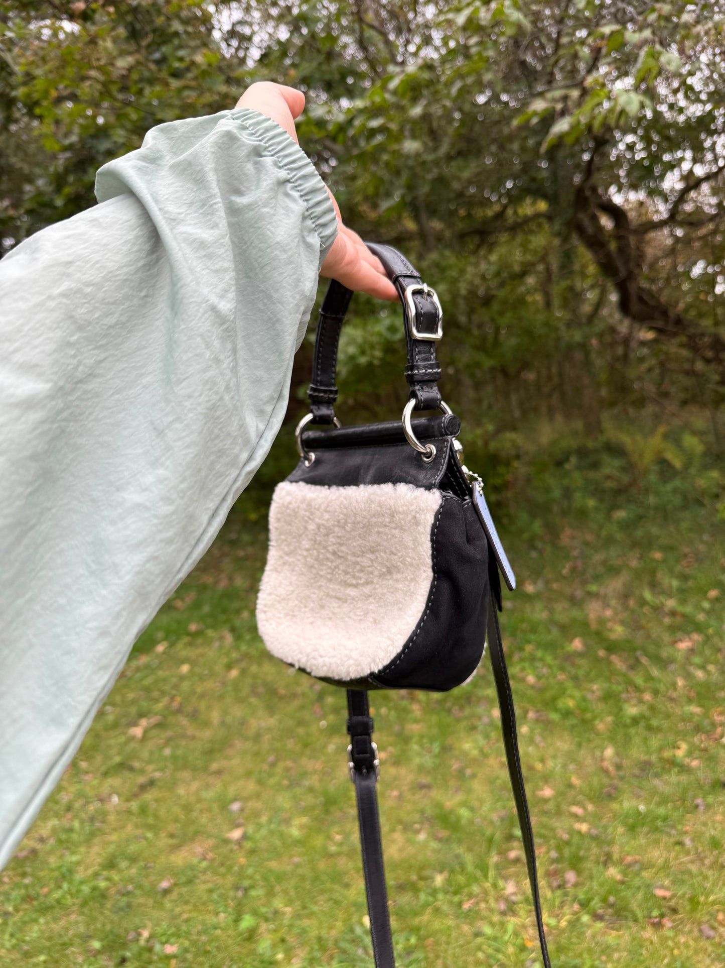 Coach Shearling & Leather Crossbody Bag