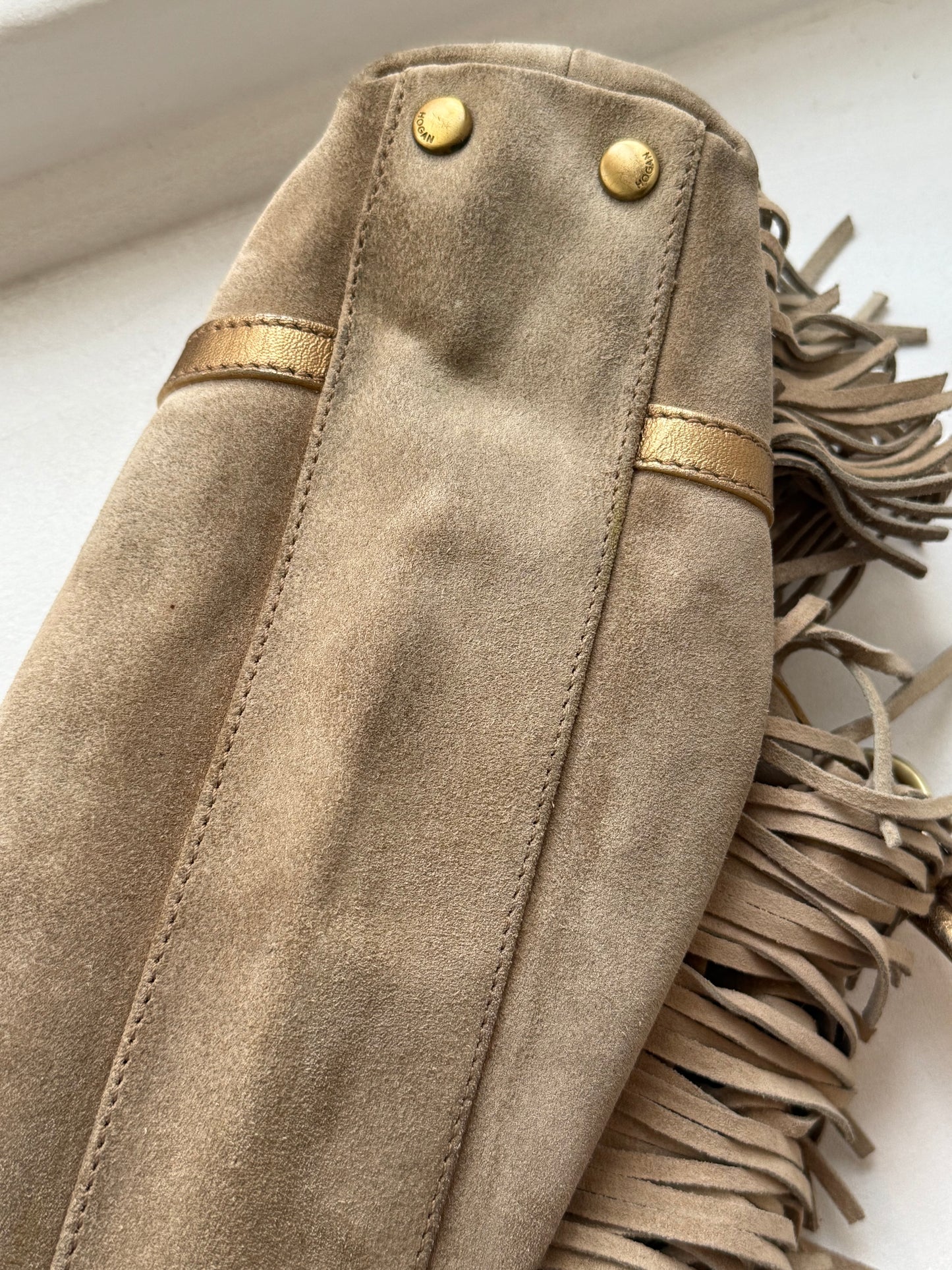 Rare 2000s Vintage Hogan Suede Bag with Fringe Detail