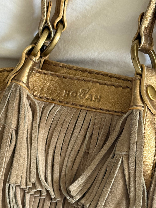 Rare 2000s Vintage Hogan Suede Bag with Fringe Detail