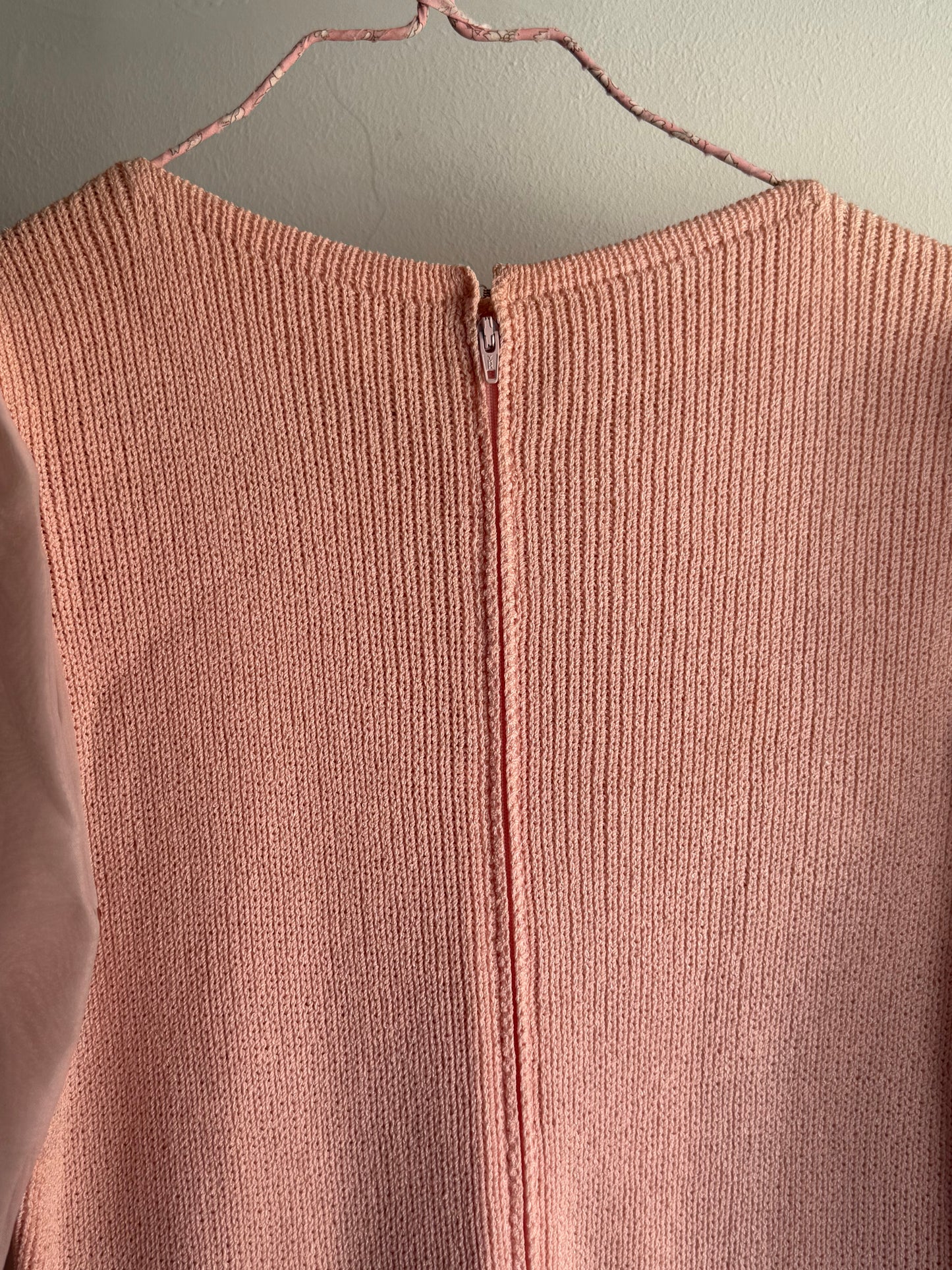 Vintage Blush Puff Sleeve Knit Dress