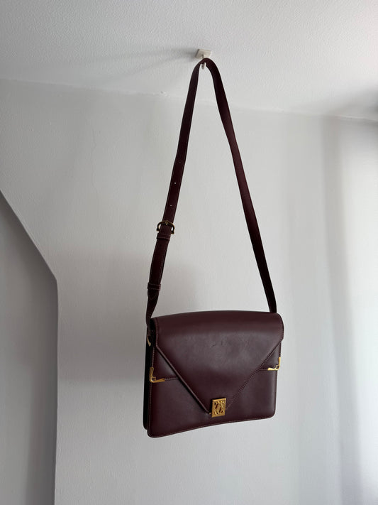 Cartier Bordeaux Double Flap Crossbody Bag