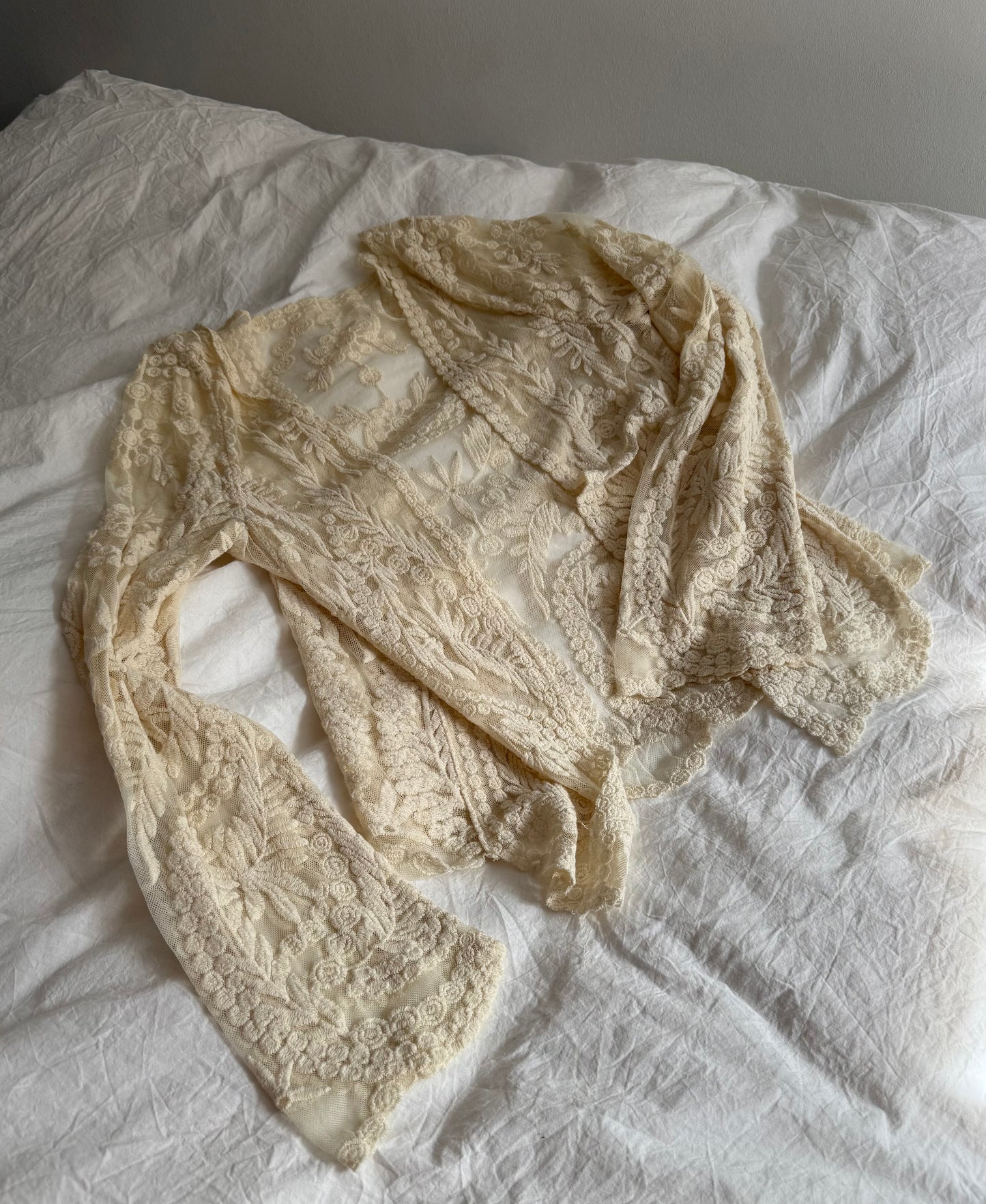 Vintage Lace Cardigan with Embroidered Details