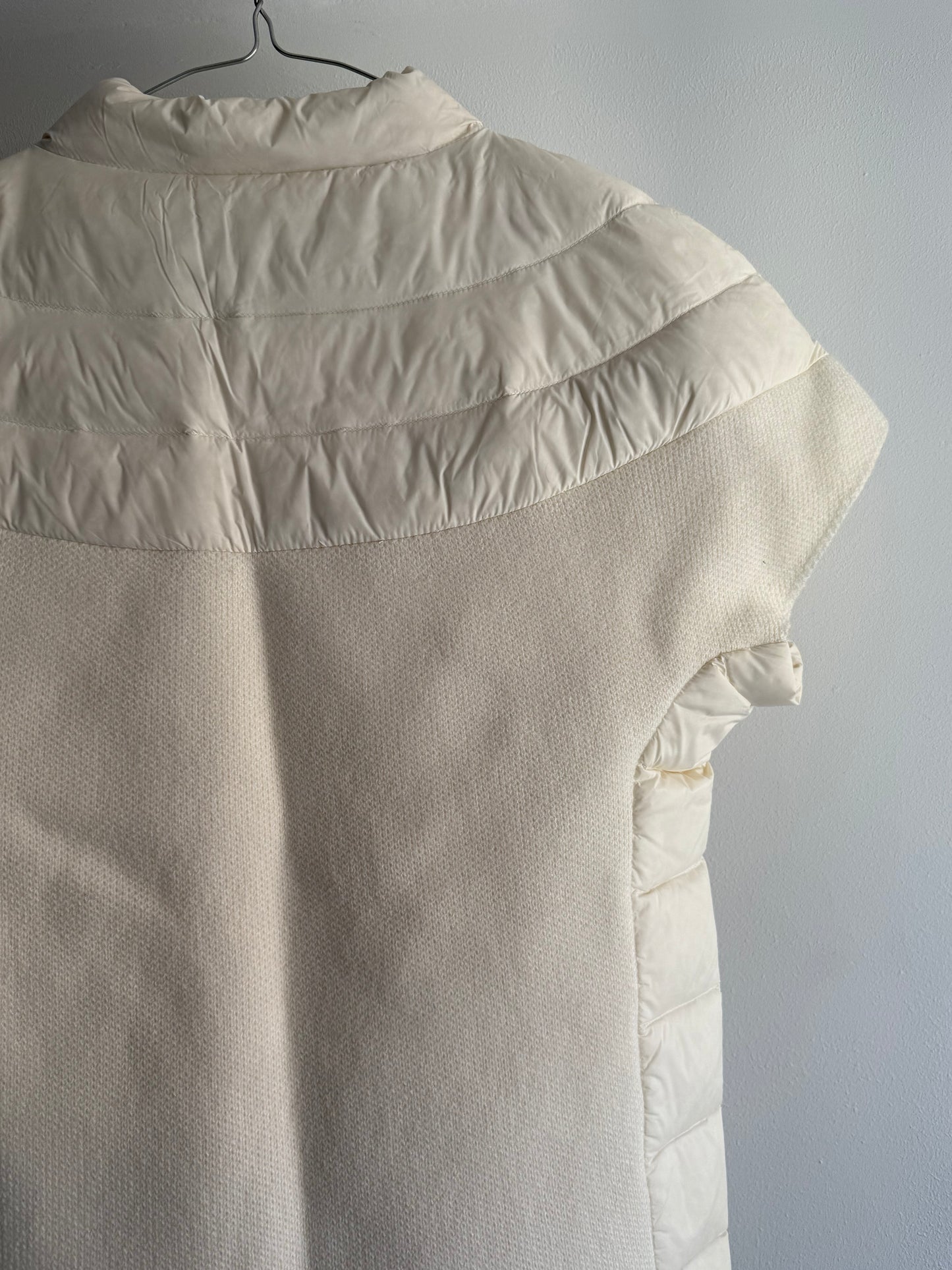 Donna Karan Cream Quilted Puffer and Knit Vest