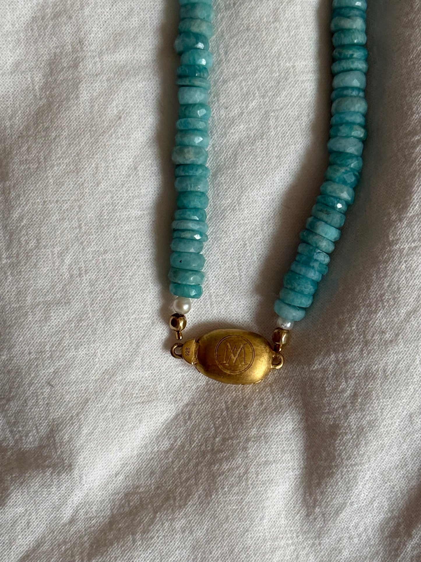 Amanda Marcucci Larimar and Fresh Water Pearls Necklace