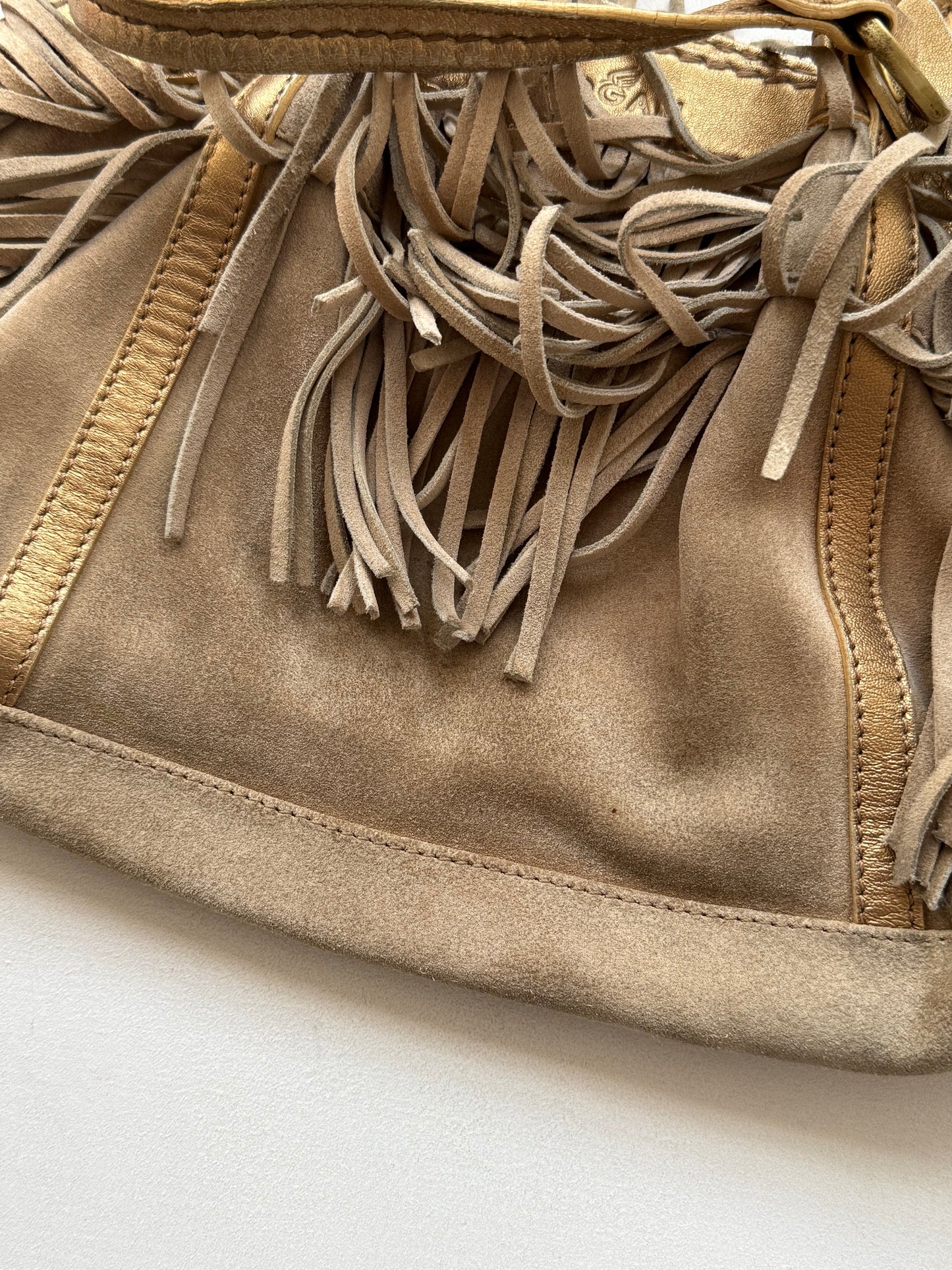 Rare 2000s Vintage Hogan Suede Bag with Fringe Detail