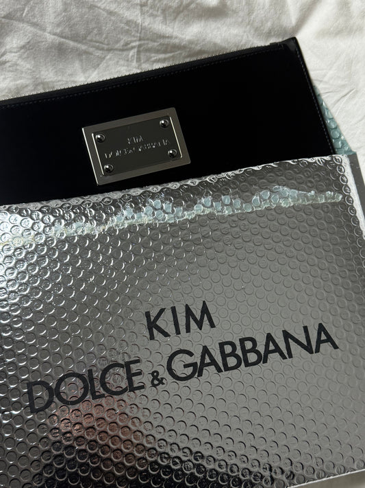 Kim x Dolce Gabbana Black Patent Leather Slim Clutch