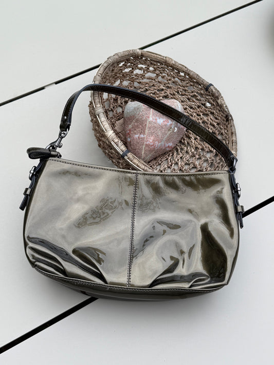 Vintage Coach Metallic Patent Leather Shoulder Bag
