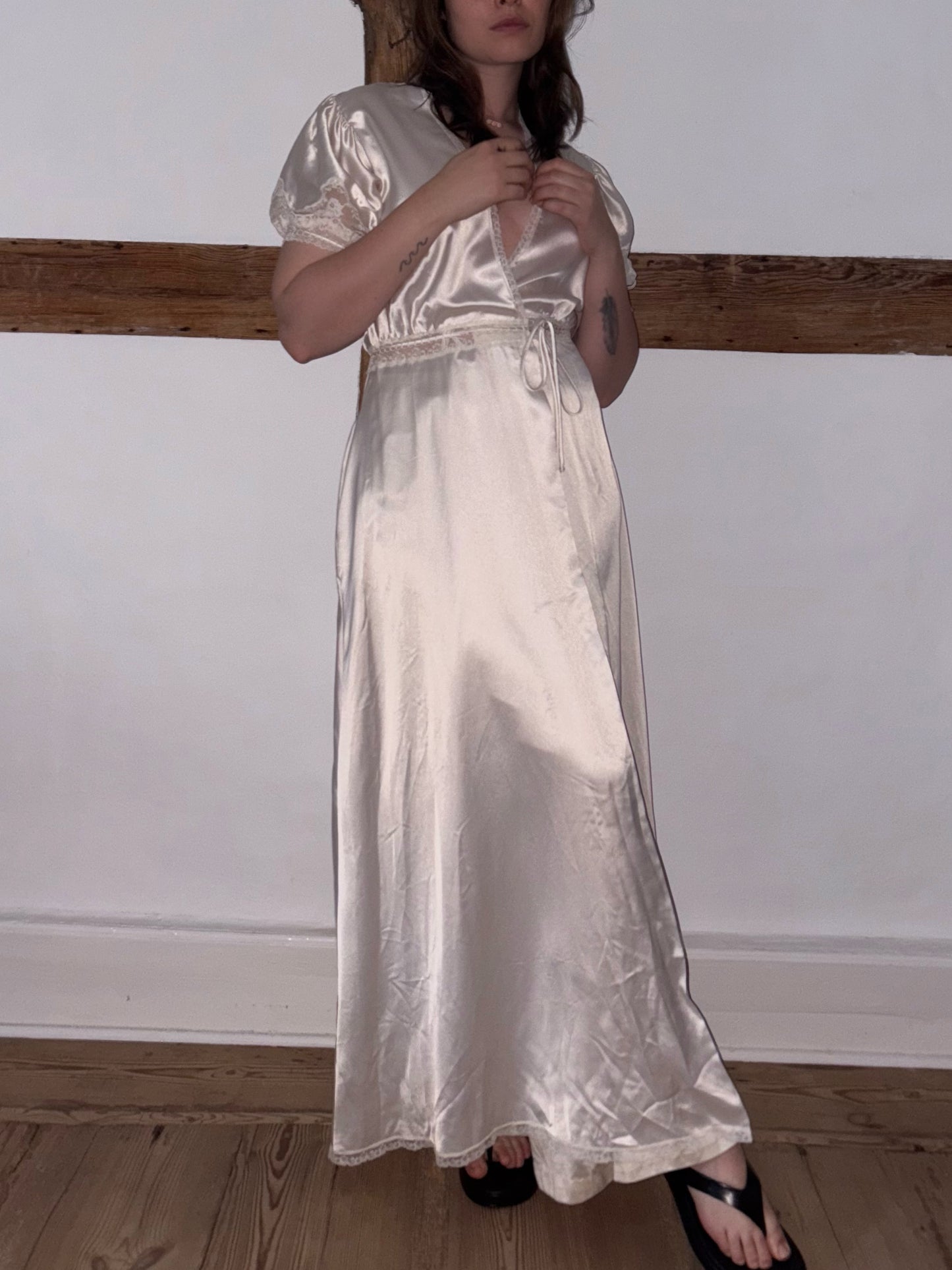 Vintage Christian Dior Ivory Wrap Dress/Robe