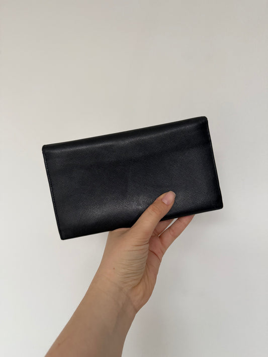 Vintage Prada Wallet in Black Vitello Leather