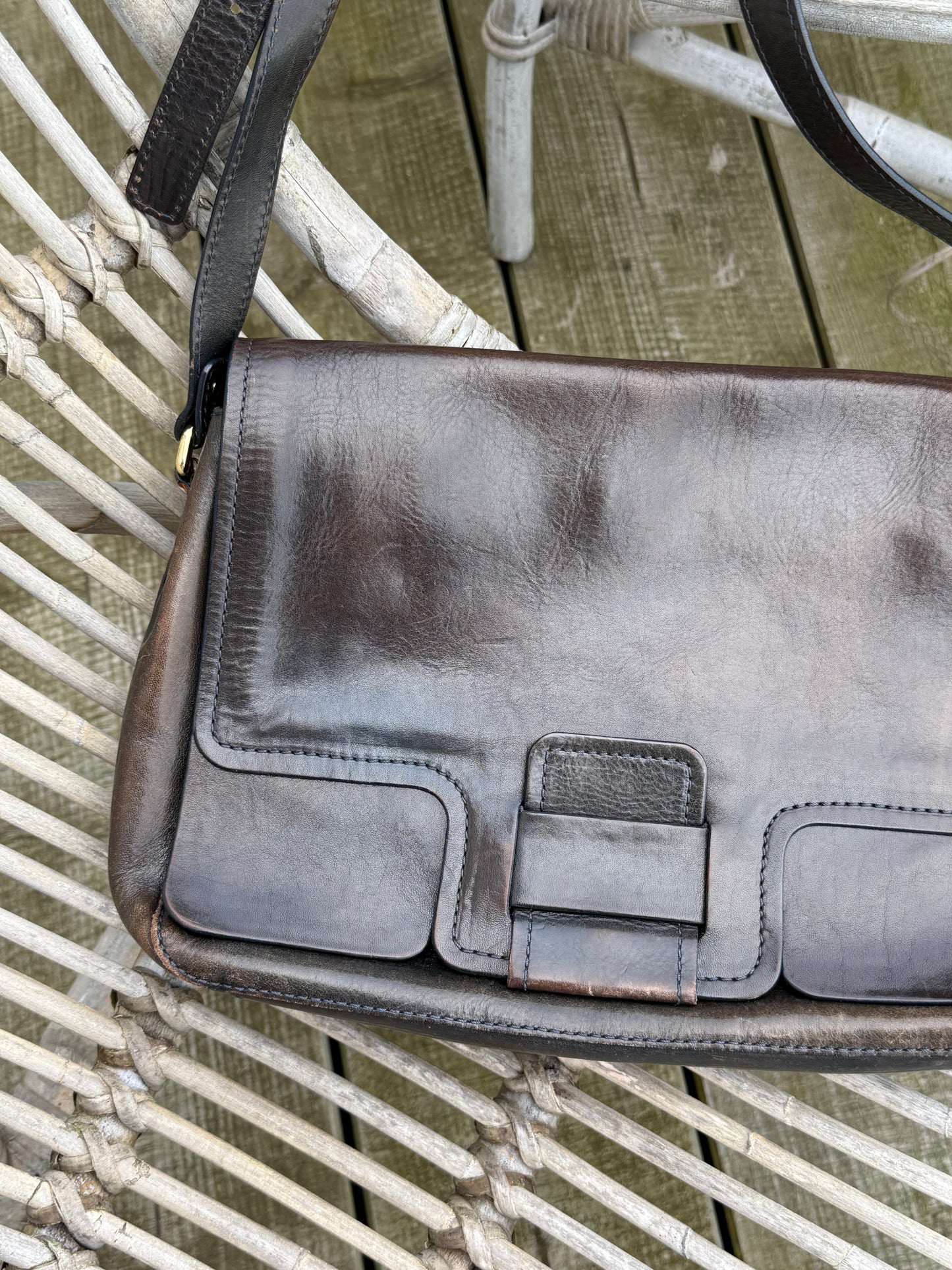 Rare Vintage Orla Kiely Crossbody Cow Leather Bag