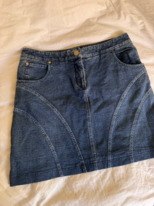 Vintage Chanel Curved Seam Denim Mini Skirt