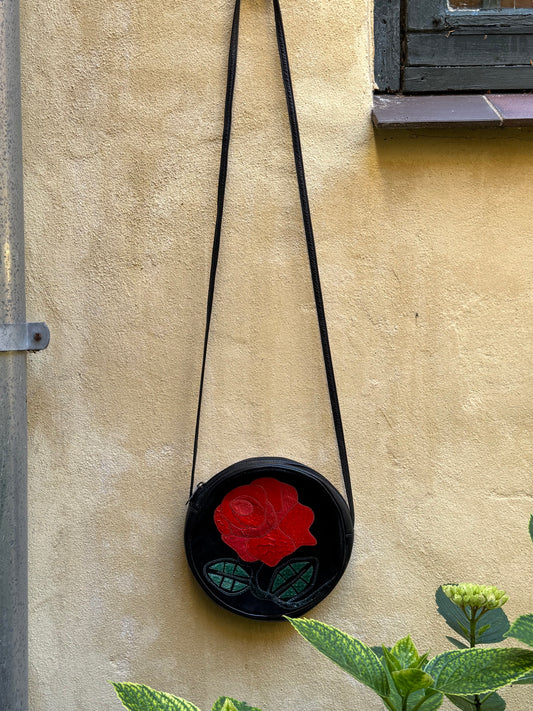 Vintage Carlos Falchi Red Rose Crossbody Bag