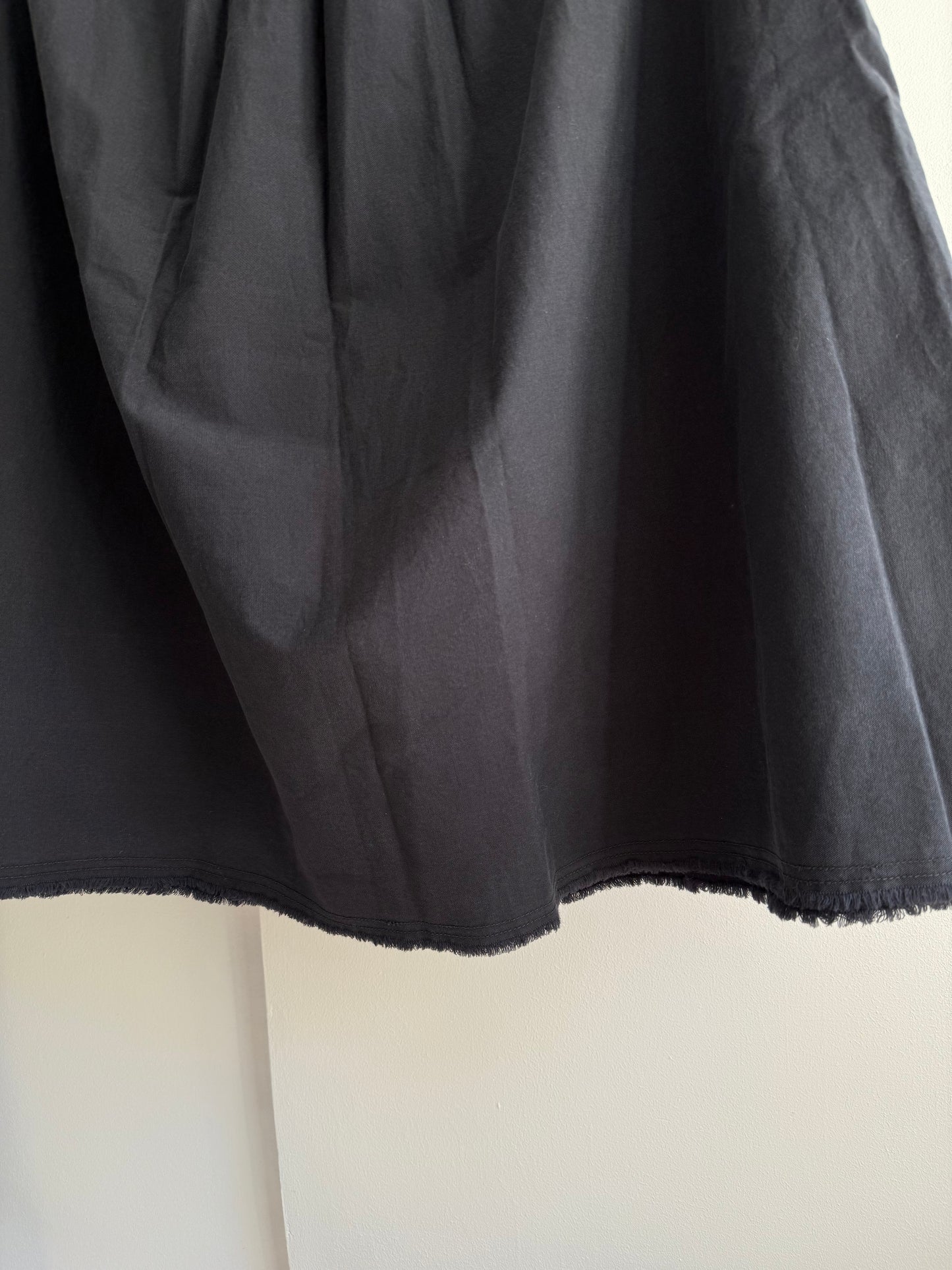Mads Nørgaard Black Cotton Drawstring Midi Skirt With Raw Hem