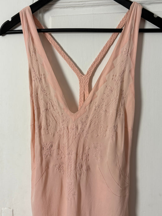 Vintage Rare Pink Slip in Dress with Belt
