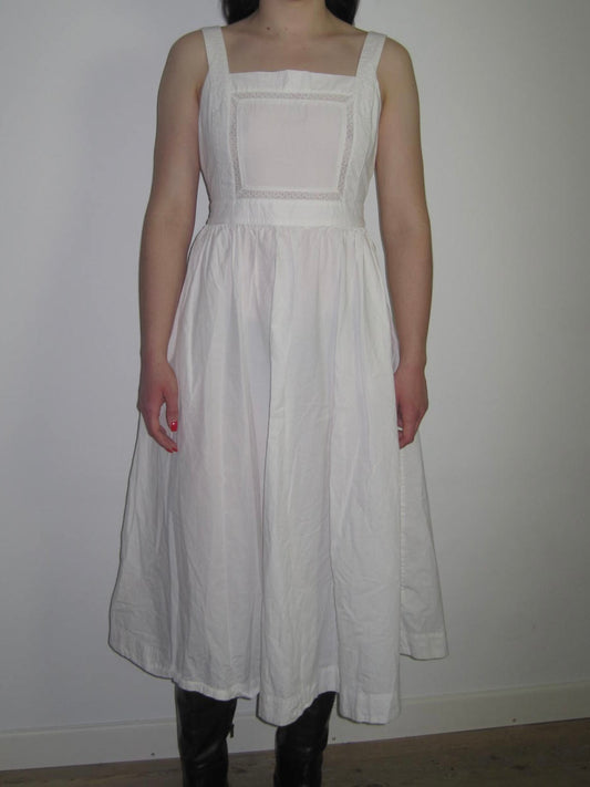 Ciao Lucia White Open Back Cotton Midi Dress with Bow Detail