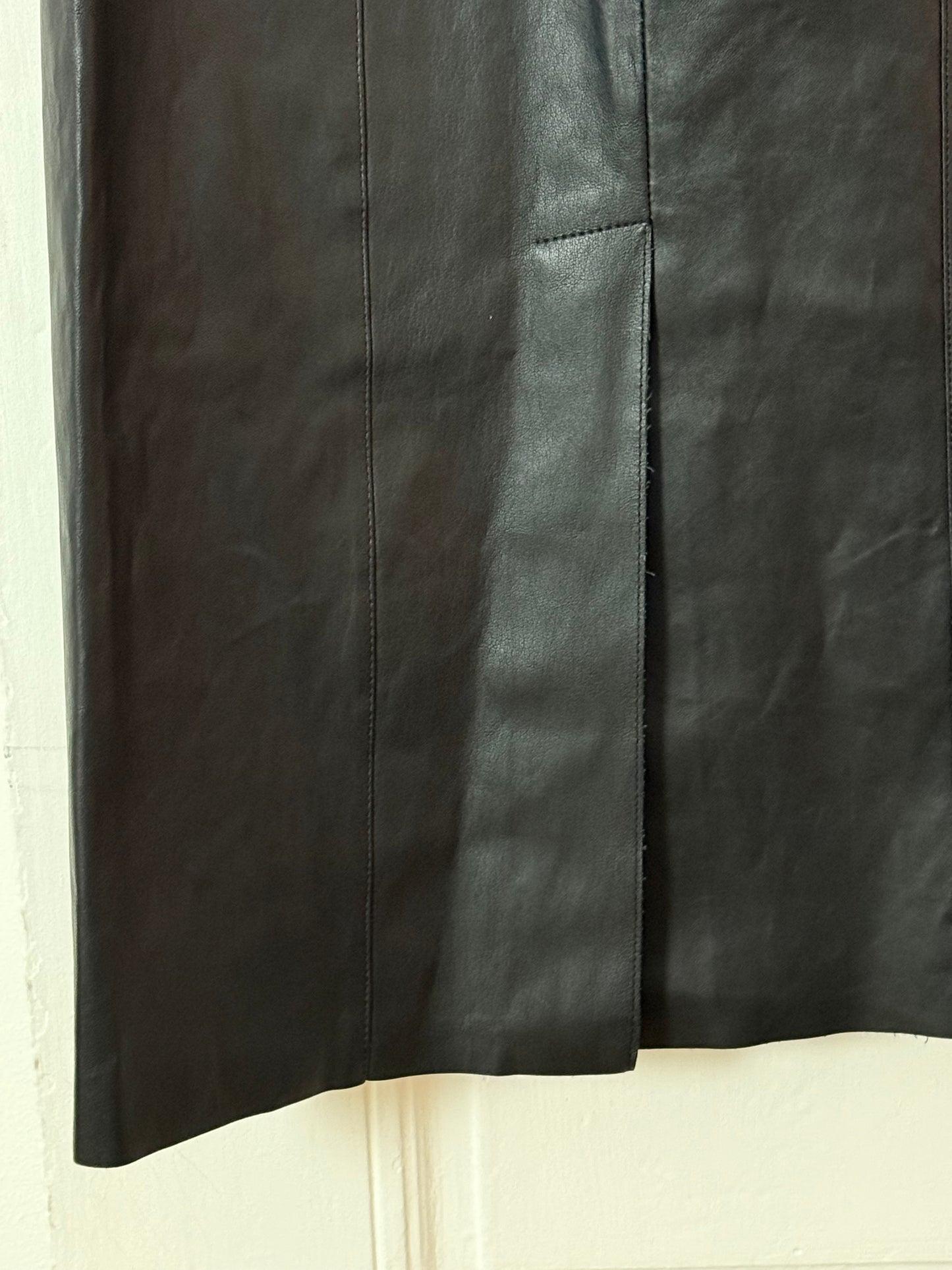 Maje Black Leather Strapless Dress