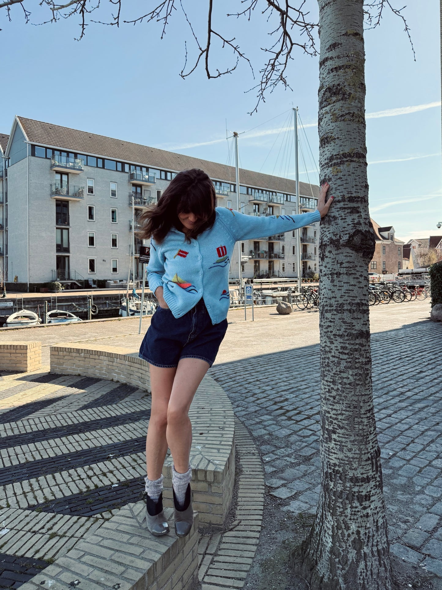 Vintage Knit Cardigan with Marine Motives