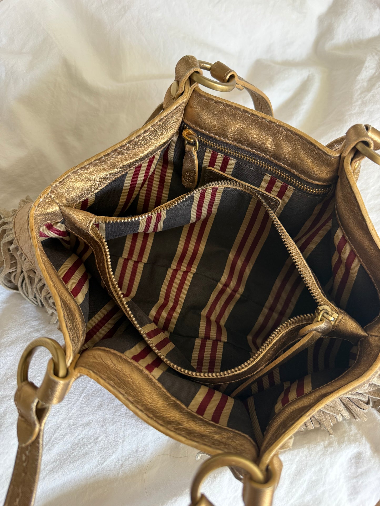 Rare 2000s Vintage Hogan Suede Bag with Fringe Detail