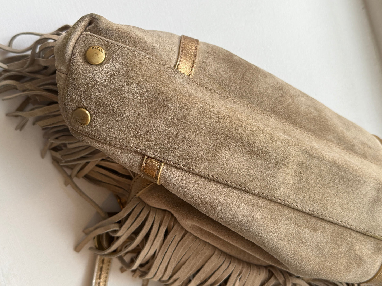 Rare 2000s Vintage Hogan Suede Bag with Fringe Detail
