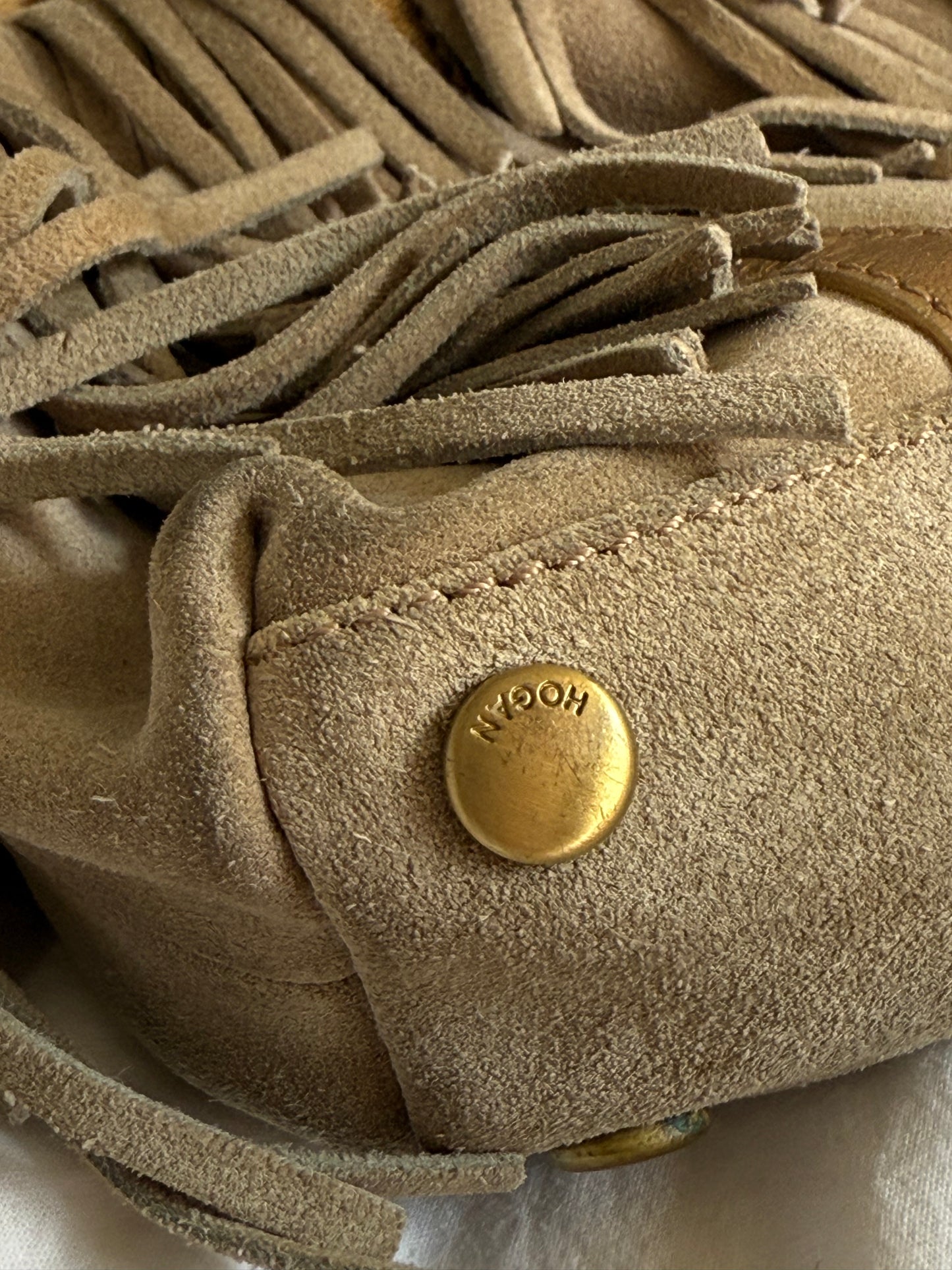 Rare 2000s Vintage Hogan Suede Bag with Fringe Detail