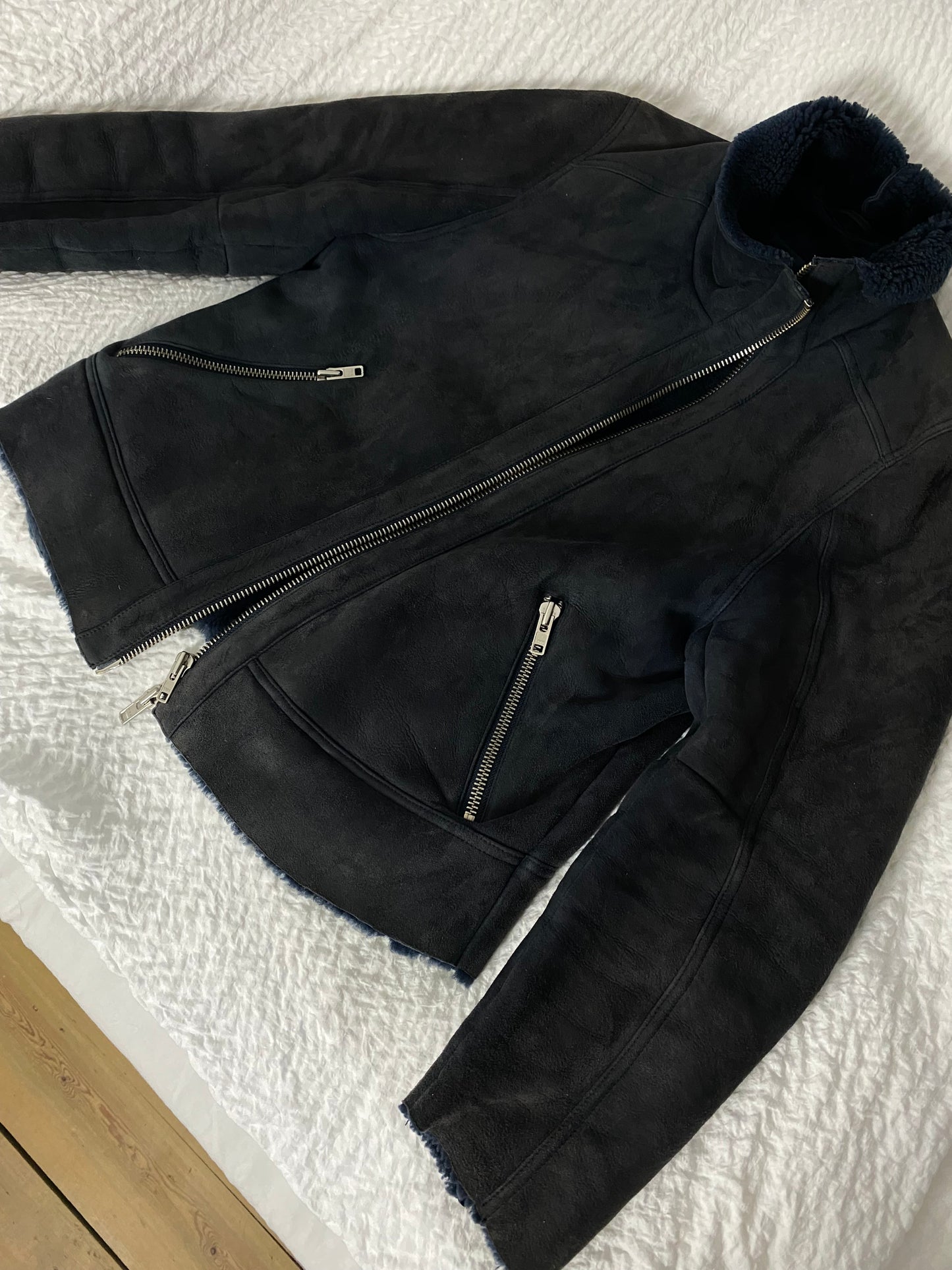 Won Hundred Suede Navy Blue Jacket