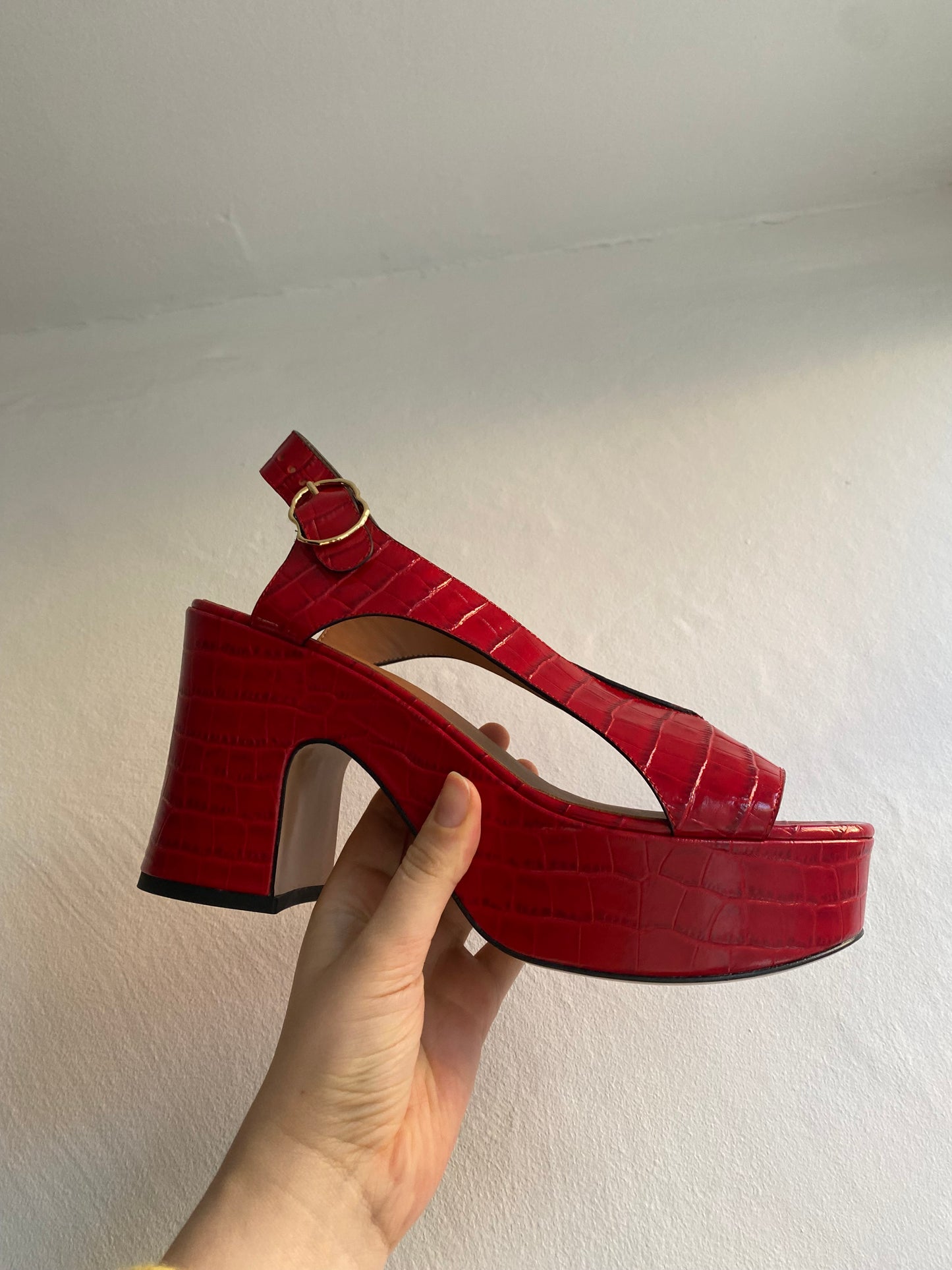 Embossed Leather Sling back Sandals