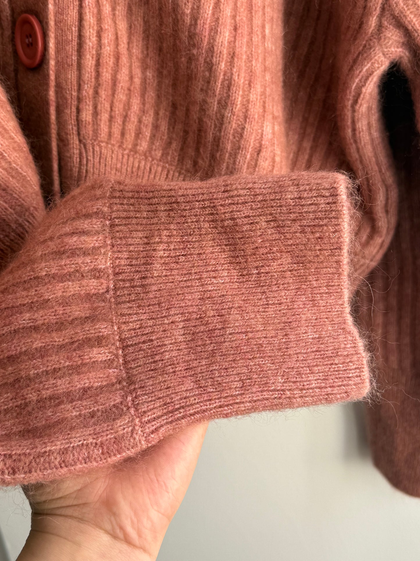 Anine Bing Pink Mohair Blend Cardigan
