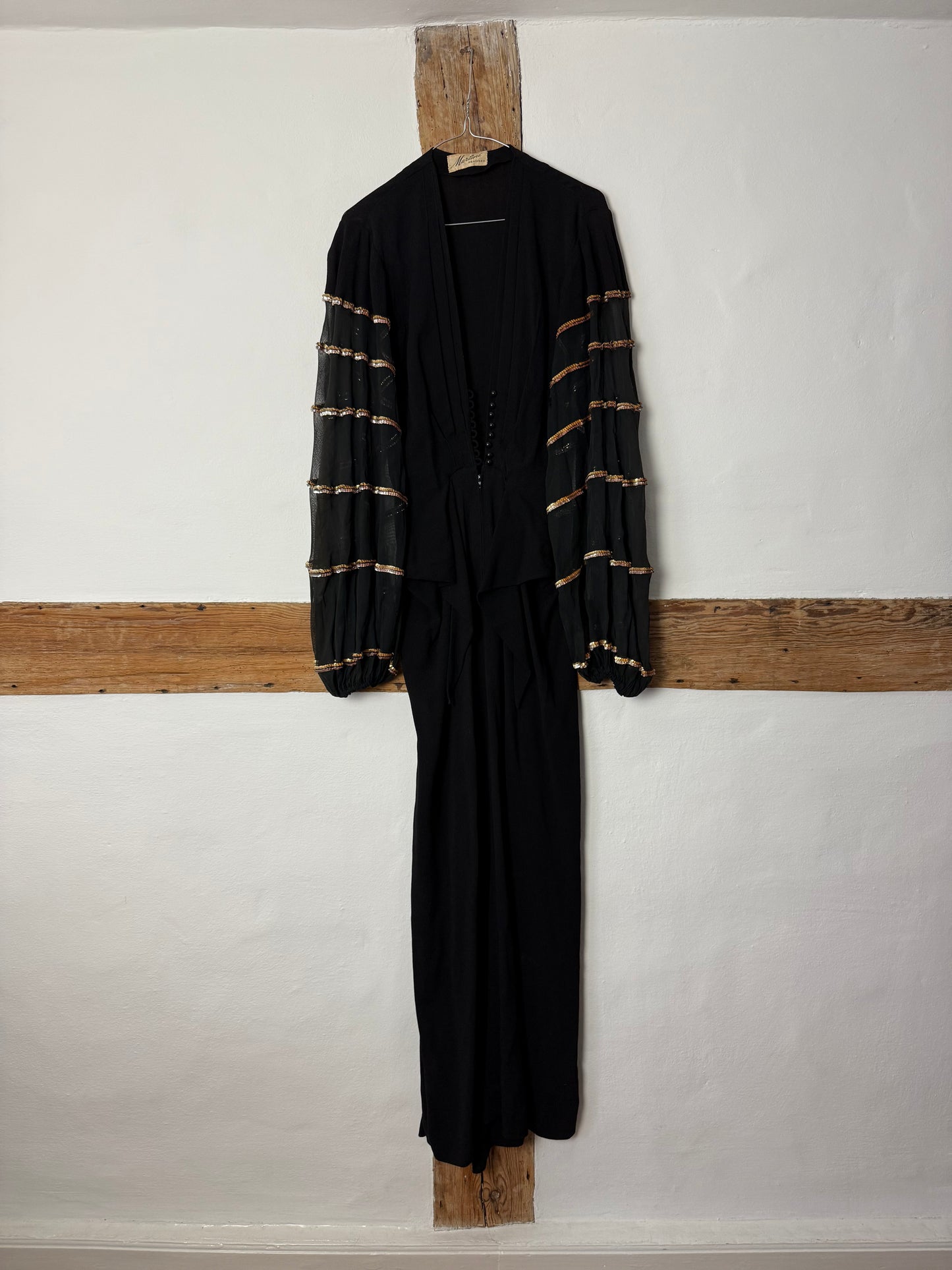 Vintage Dress From the Mid-70s with Sequins and Low Cut Neckline