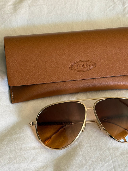 Tod’s Teardrop Sunglasses with Temples in Leather