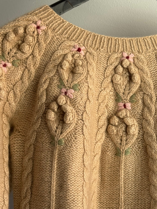 Vintage Cashmere Sweater with Flower Details