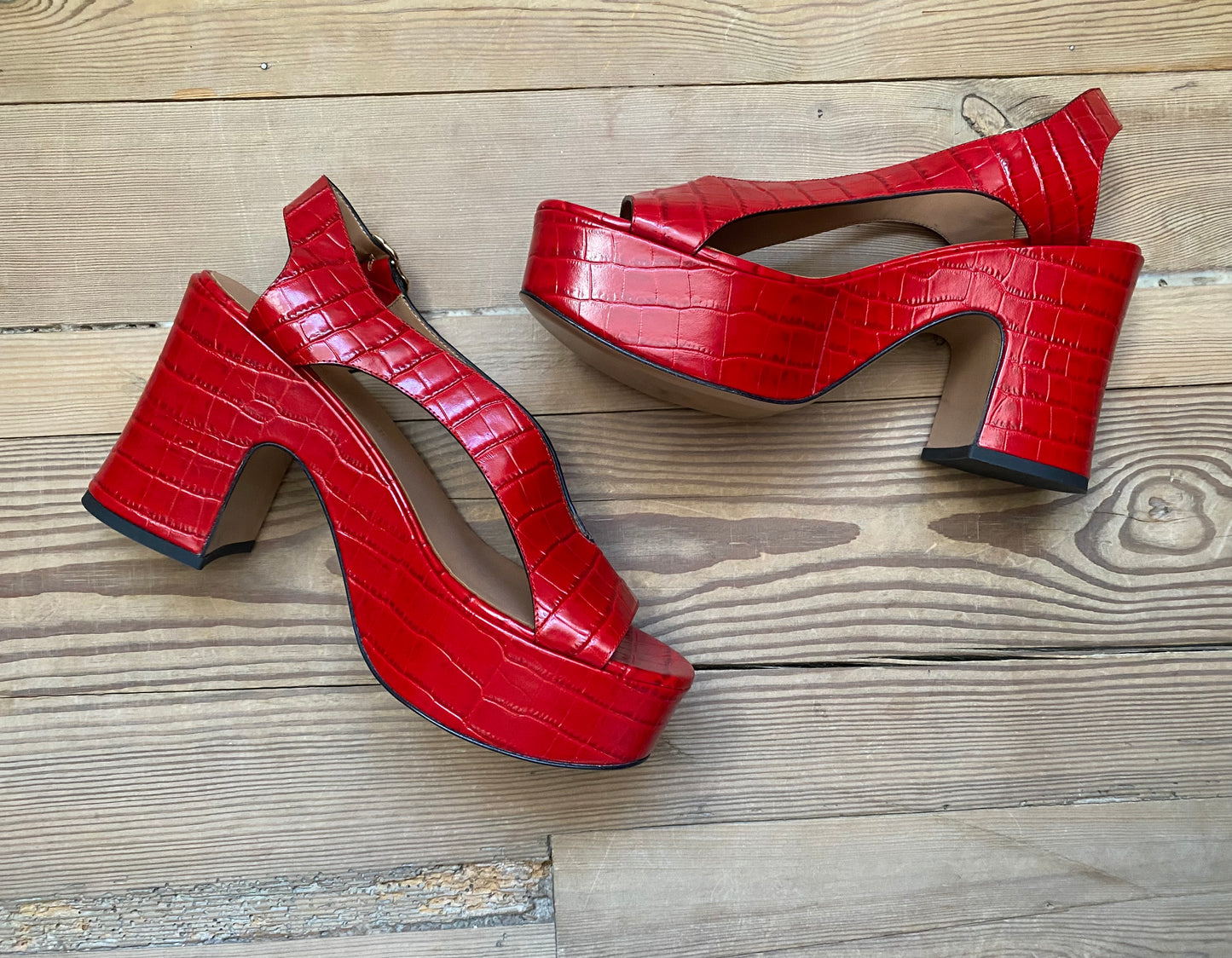 Embossed Leather Sling back Sandals