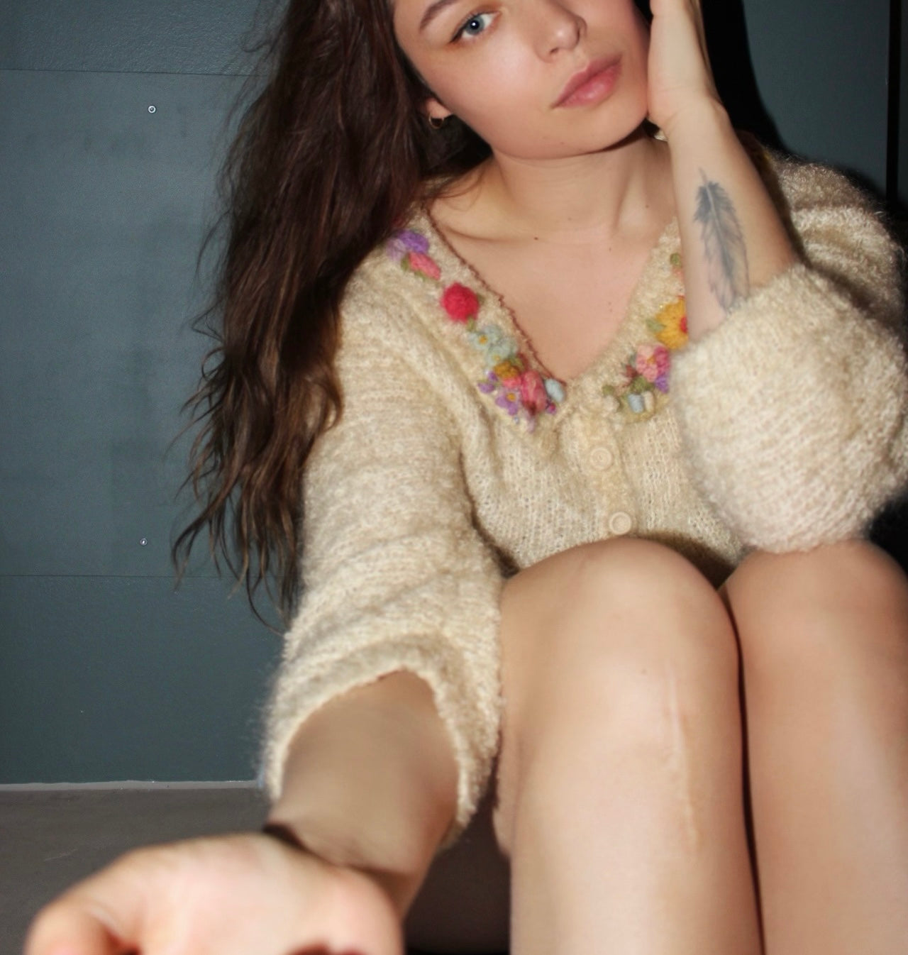 Vintage Cardigan With Flowers